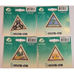 8 Girl Scouts Brownie Try-Its Iron-On Badges Lot Space Plants Outdoor Art New